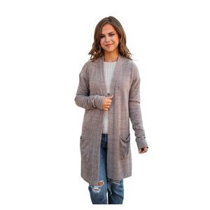 Barefoot Dreams Hooded Open Front Cozy Cardigan Taupe Size XL Soft Warm Comfy